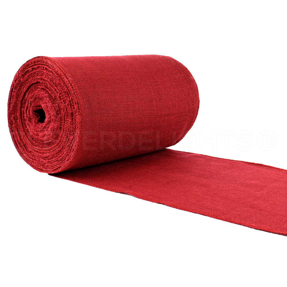 Rouleau de toile de jute rouge de qualit    sup   rieure CleverDelights de 12 po - 50 m   tres - Finition anti-effilochage