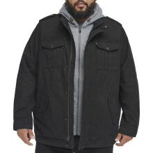 Chaqueta Militar de Algodón Lavado para Hombre Levi's con Capucha Desmontable, Negro, 2X-Large Tall