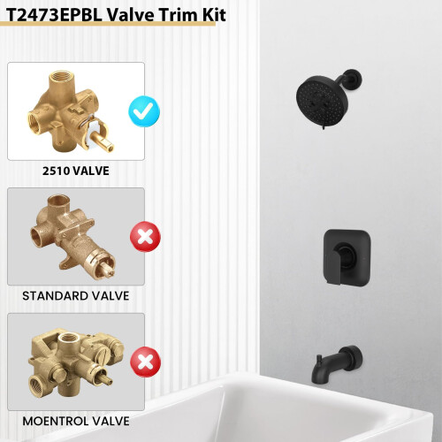 T2471BL Genta Ματ Μαύρη Κεφαλή Ντους Συμβατή με Moen T2471BL, Εύκολη Εγκατάσταση 2