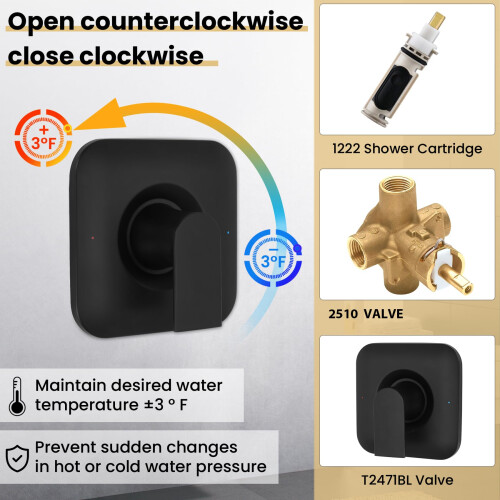 T2471BL Genta Ματ Μαύρη Κεφαλή Ντους Συμβατή με Moen T2471BL, Εύκολη Εγκατάσταση 1
