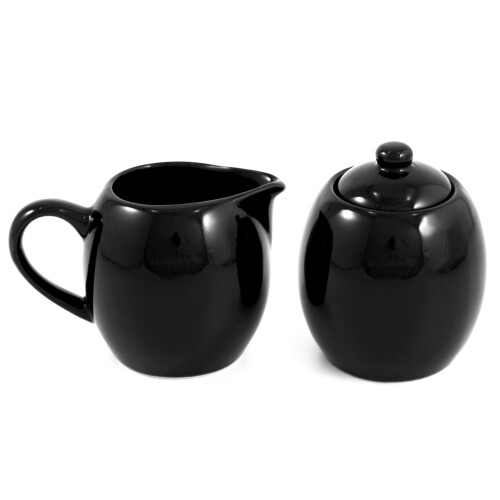 Black Ceramic Two Piece Creamer  Sugar Service Set