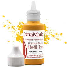 ExtraMark Premium Stämpel Refill Bläck för Självinkande Stämplar, 30 ml, Mörkgul Färg.