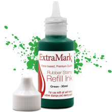 ExtraMark Premium Stämpel Refill Bläck för Självstämplande Stämplar, 30 ml, Grön Färg.