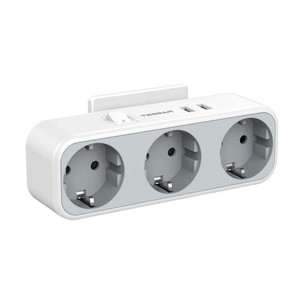 (gray, 3 Outlets & 2 USB Ports) Tessan Eu Usb Socket Adapter With 2/3 Ac Outlets & 2 Usb Charging Ports, Wall Socket Usb Charger With Multiple Protections For Home, Office, Kitch