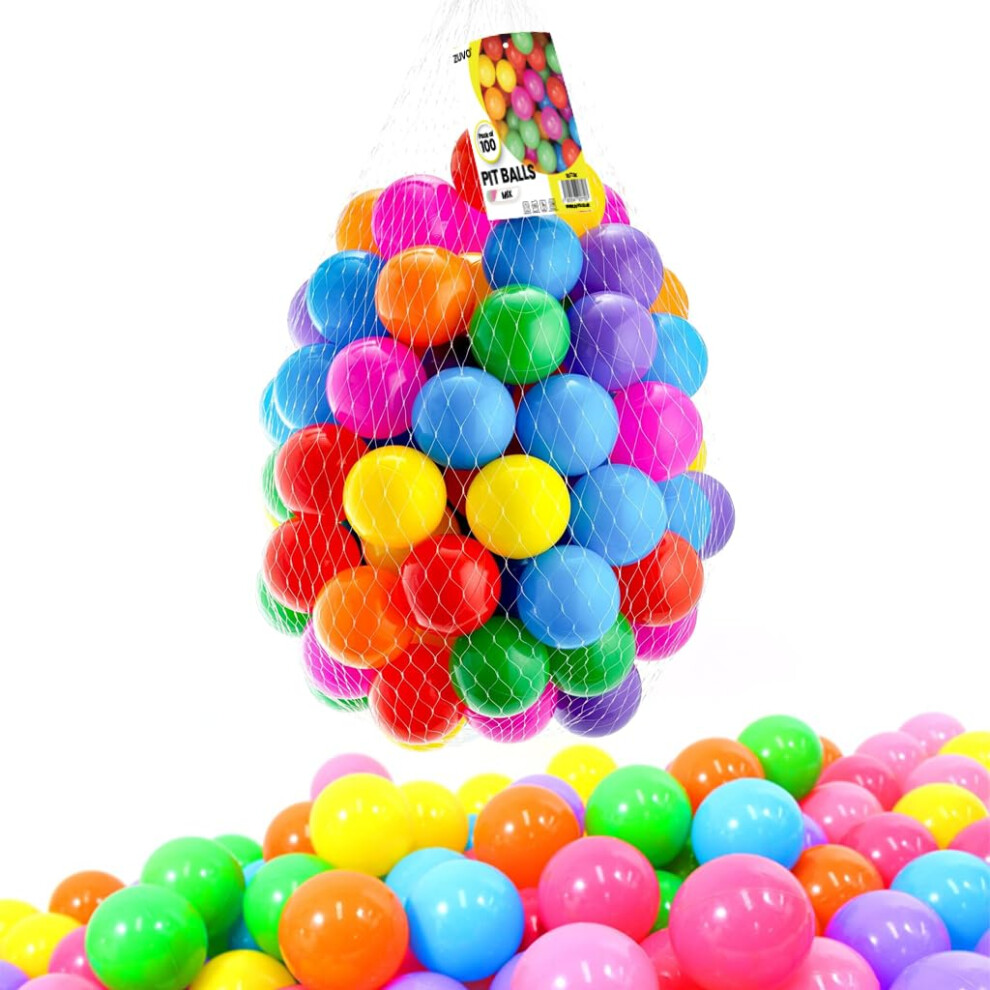 Zuvo Multi Colors Ball Pit Balls 100 Pack for childrens - Colorful Plastic Balls for Kids' Pool & Ball Pits