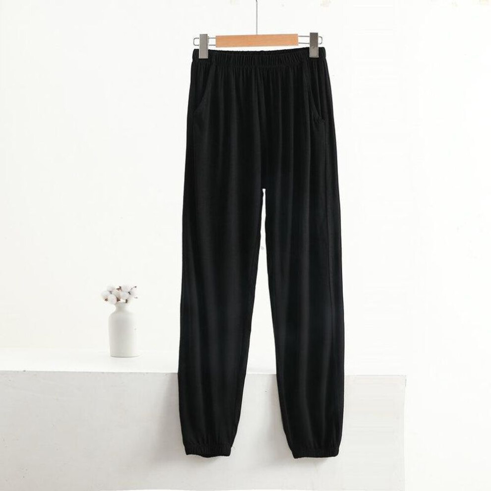 (black, 8XL) Women&apos;s Solid Color Straight Pants With Pockets Tapered Pants Elastic Waist Drawstring Wide Leg Trousers Casual Loose Pants Casual Lounge Yoga Pa