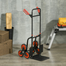 DURHAND Trolley Hand Trucks 6-Wheels Foldable Load Cart Steel, Red