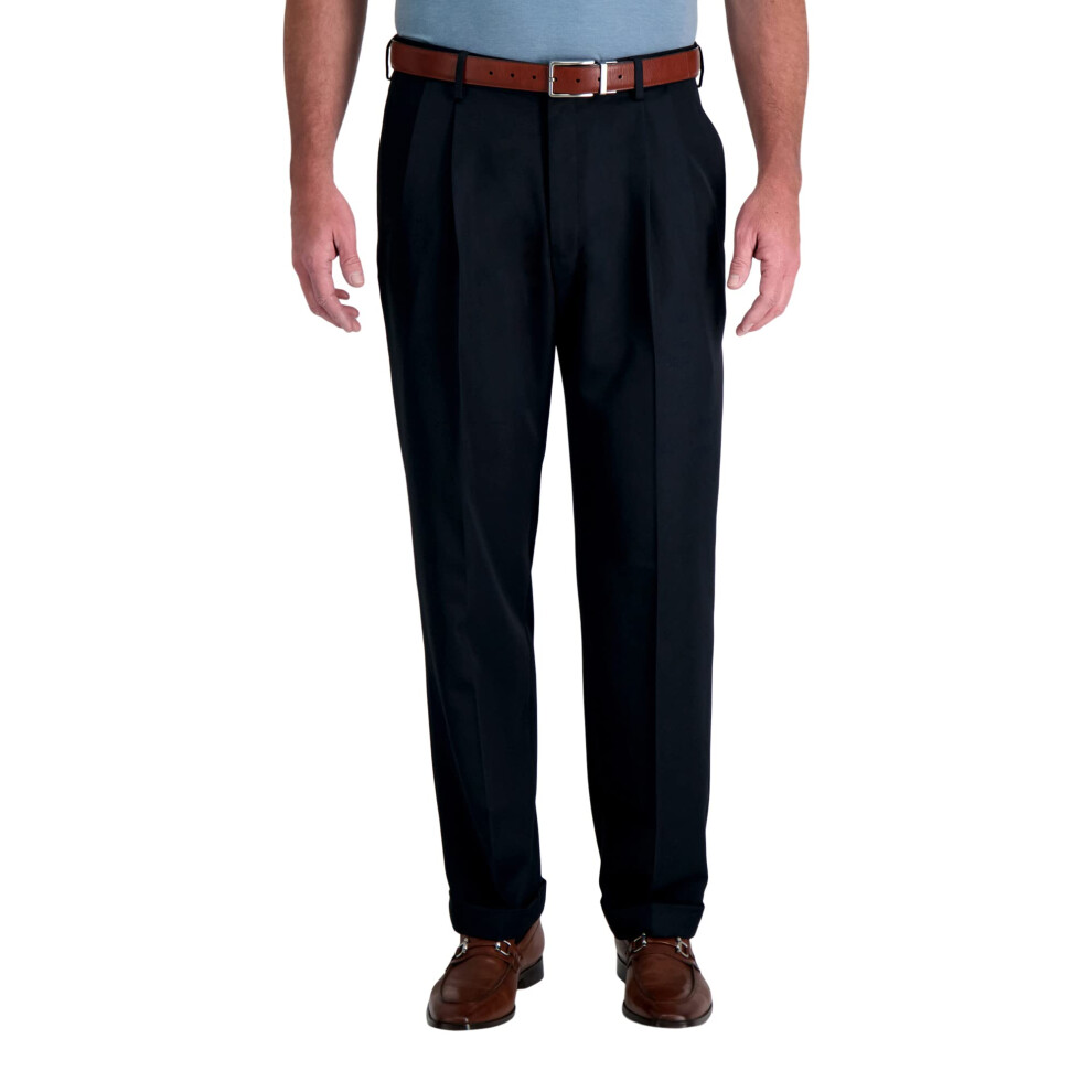 Haggar mens Mynx gabardine Hidden Expandable Waistband classic Fit Fro