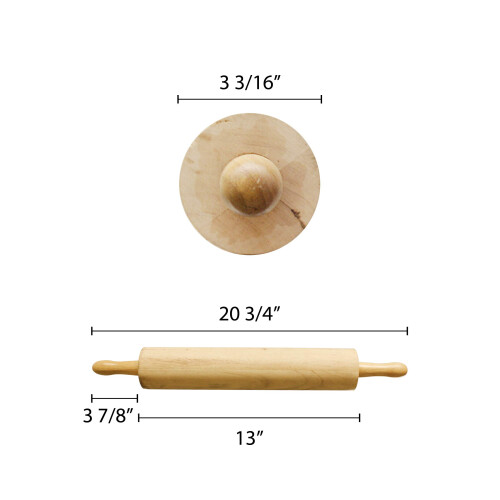 Bosch Thunder Group WDRNP013 Ρολλινγκ Πιν, 13", 3-1/4" διάμετρος, καμπύλες λαβές, ρουλεμάν, μασίφ ξύλο 1