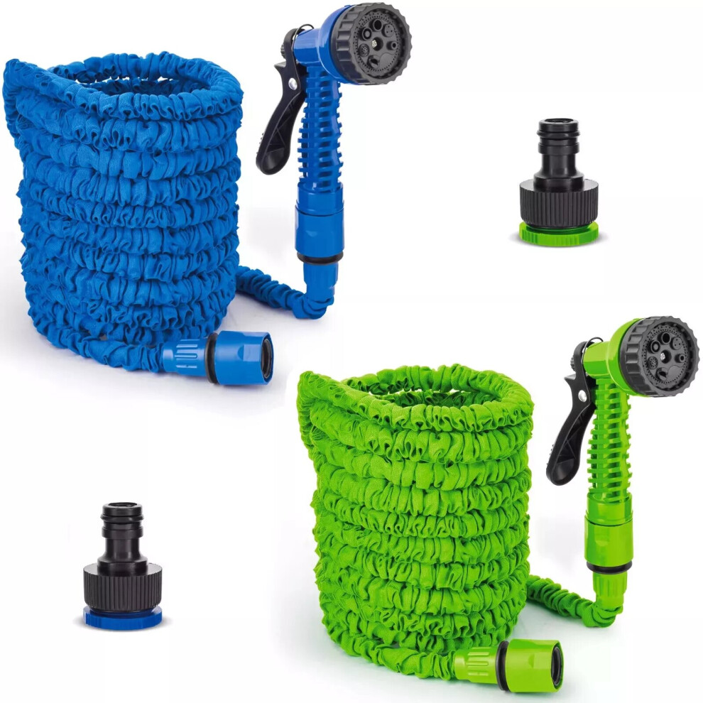 (Green, 100FT) Expandable Garden Hose with 7-Function Spray Nozzle Flexible, Durable Latex Core, Leak-Proof, Lightweight Water Hose for Outdoor & Indoor Use