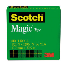 Scotch 810121296 Magic Tape 1-Inch Core 1/2-Inch x1296-Inch 1/PK Transparent