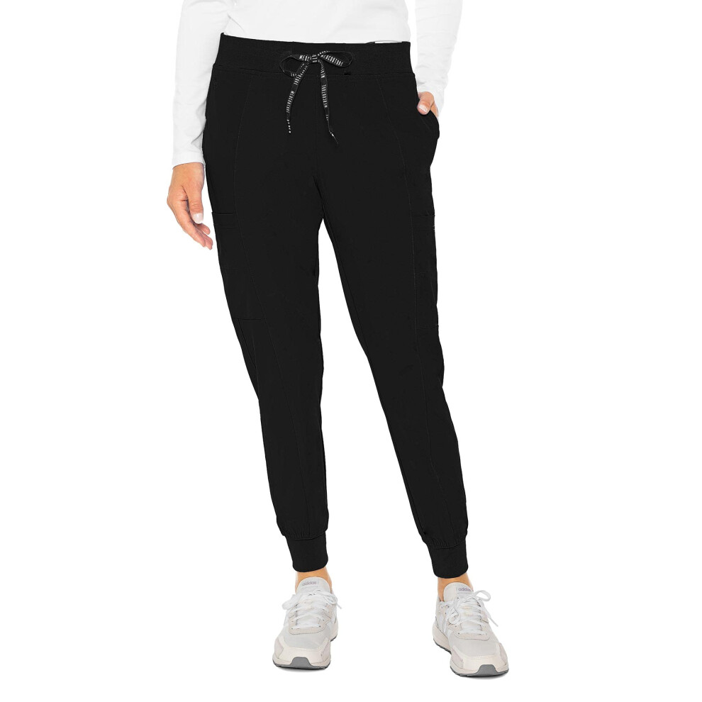 Pantalon de jogging     coutures pour femme de la collection Peaches de Med Couture, noir