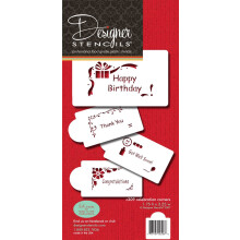 Designer Stencils Celebration Corners Cookie Stencils (Grattis p fdelsedagen Tack Grattis blir snart frisk) Beige/Semi Transparent