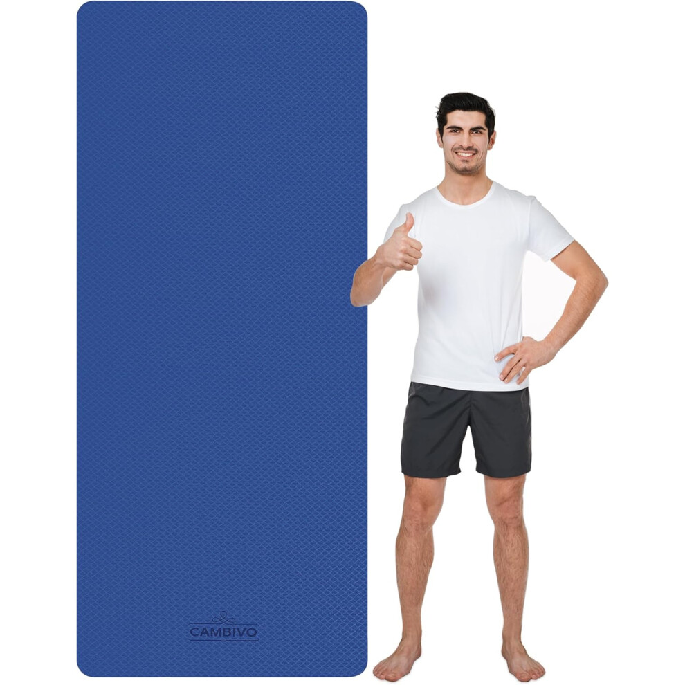 (Blue) Yoga Mat Extra Long Wide, TPE Exercise Mat, 213 x 81cm, Large Non Slip Mat for Workout, Fitness, Gym, Pilates, Sit-Ups, Planks