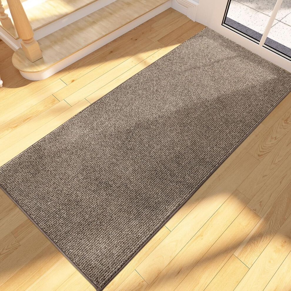 (60 x 150 cm, Beige) Dirt Trapper Indoor Door Mat 60 x 150 cm, Machine Washable Entrance Rug, Dog Doormat, Non-slip Inside Runner Rug for Hallway, Entryway, Kitchen