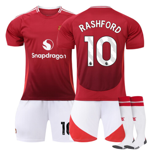 (L(175-180CM)) Comfortable 2425 Red Devils Home RASHFORD #10 Training Suit With Socks