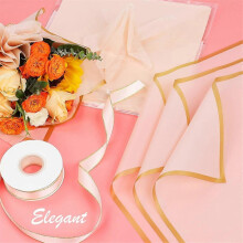 20 Sheets Gold Edge Flower Wrapping Paper Bouquet Packaging Paper Florist Bouquet Supplies for Wedding (Black)