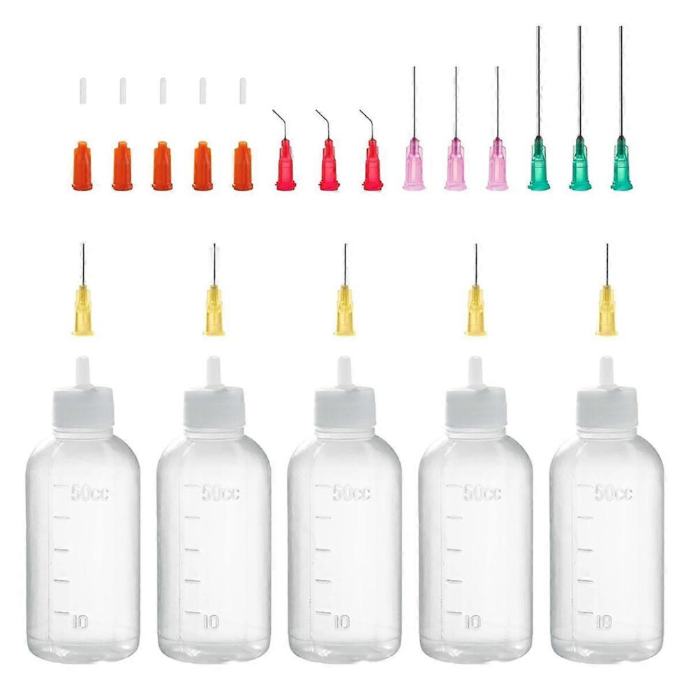50ml Precision Tip Applicator Bottle,Blunt Tip Needle and Cap, 18G 20G 25G Needle Tip Squeeze Bottle, Oil Dropper Bottle