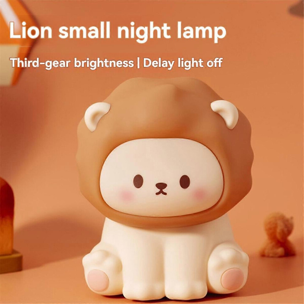Lion Night Light Soft Lighting Lamp Rechargeable Bedroom Bedside Sleep Patting Feeding Eye Care Lamp
