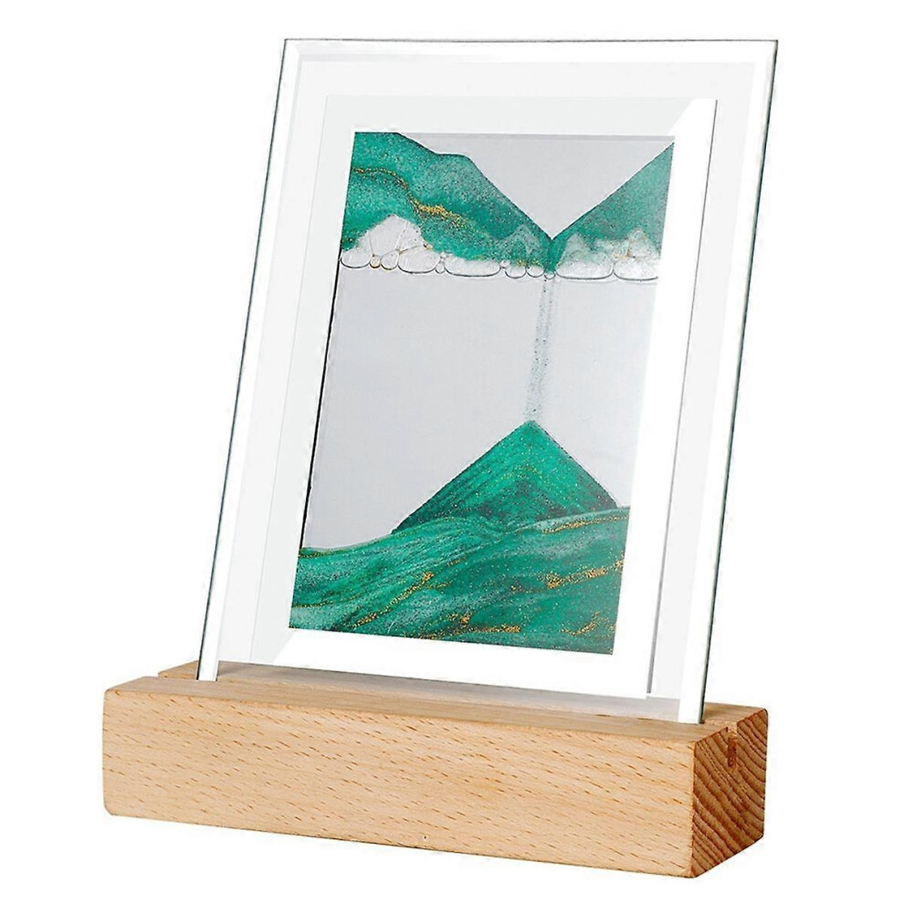 Sand Art Moving Night Lamp Craft Quicksand 3D Landscape Flowing Sand Picture Hourglass Gift Led Table Night Light/Green