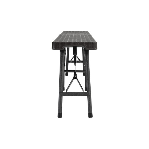2Pcs Black Rattan Effect Plastic Outdoor Garden Folding Bench Set 2