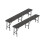 2Pcs Black Rattan Effect Plastic Outdoor Garden Folding Bench Set 1
