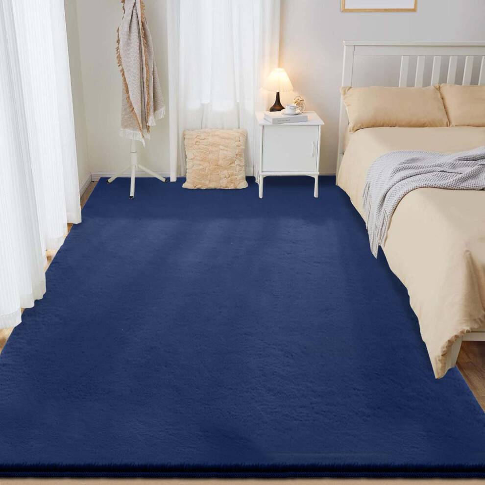 (120cm x 170cm (4ft x 5ft 6"), Navy Blue) Extra Large Shaggy Rugs Non Slip Soft Fluffy Living Room Bedroom Carpets