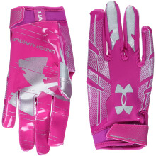 Under Armour αγορίστικα γάντια ποδοσφαίρου F8, Tropic Pink/Metallic Silver, Youth Medium
