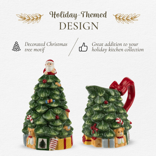 Spode Christmas Tree Sugar and Creamer Set | Set of Figural Tree Cream 2