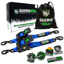 Rhino USA Retractable Ratchet Tie Down Straps (2PK) - 3 033lb Guaranteed Max Break Strength Includes (2) Ultimate 2"""" x 10' Autoretract Tie Down