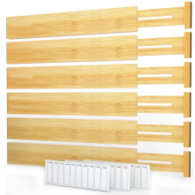SpaceAid Bamboo Dirker Dividers with Labels Kitchen Adjustable Dather Organizors Organization Extensible pour les commodes de bureau a domicile e
