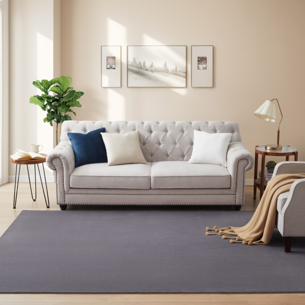 (160 x 230 cm (5ft 4" x 7ft 8"), Grey) Shaggy Non Slip Rugs Large Living Room Rug Bedroom Carpets