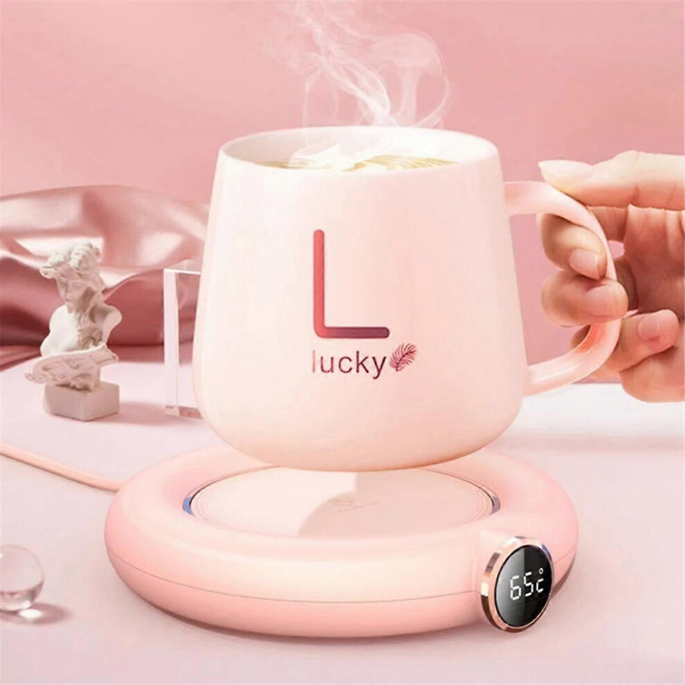 2PCS Porcelain Mugs Intelligent Heating Cup Mat Constant Temperature Coffee Cup Mat USB Thermal Insulation Cup Three