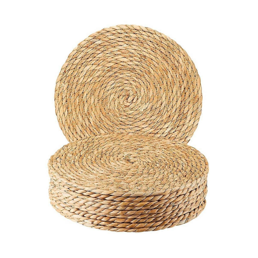 Round Woven Placemats Set of 10, 12 Inch Boho Rattan Placemats Hand-Woven Placemats, for Dining Table,Home,Wedding