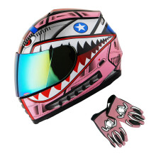 1Storm Detsk motocykel integr lna prilba Street Bike BMX MX Shark Pink + MG detsk rukavice Bundle