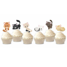 Mirabuy 48 de buca?i dragu? pisica pisica cupcake Toppers alegeri pentru petrecere tematica pentru animale de companie, petrecere de aniversare