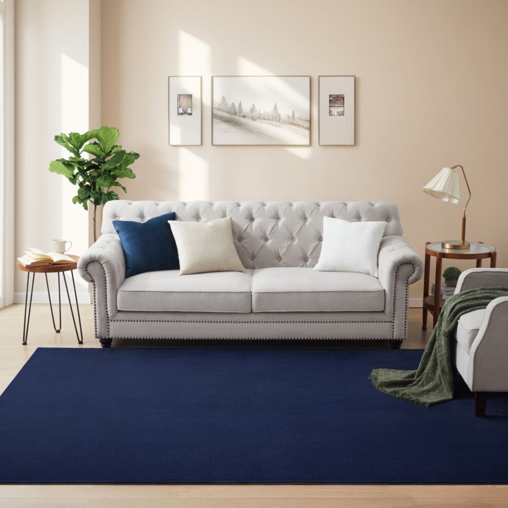 (160 x 230 cm (5ft 4" x 7ft 8"), Navy) Shaggy Non Slip Rugs Large Living Room Rug Bedroom Carpets