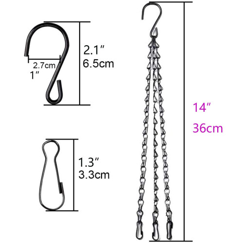 HHTHH 4pcs Correntes Pretas de 14 Polegadas para Cestos Pendentes 1