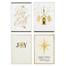 Billedkunstboksede religi?se julekort Sortiment Fred p? jorden (4 design 24 kort med konvolutter)