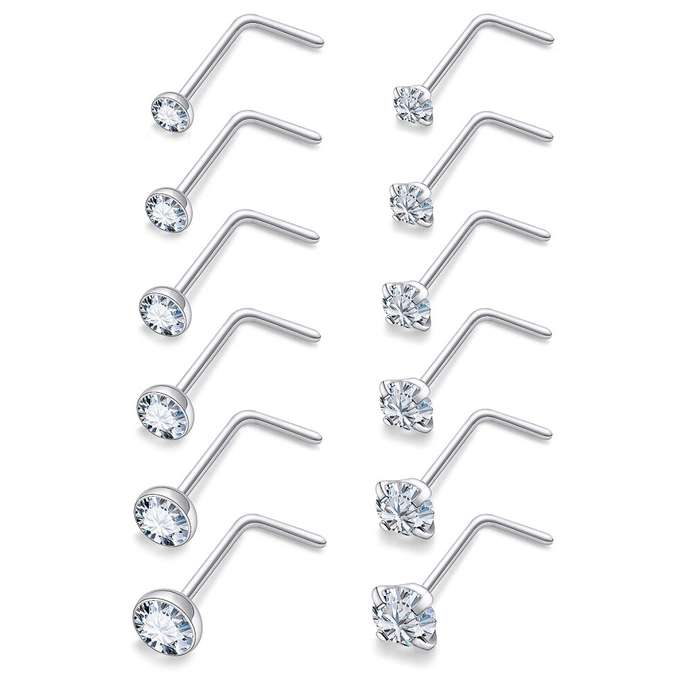 Uzgtvy 22G Nose Rings Studs for Women 316l Stainless Surgical Steel Si-image-OPC-PFM8J55-NEW