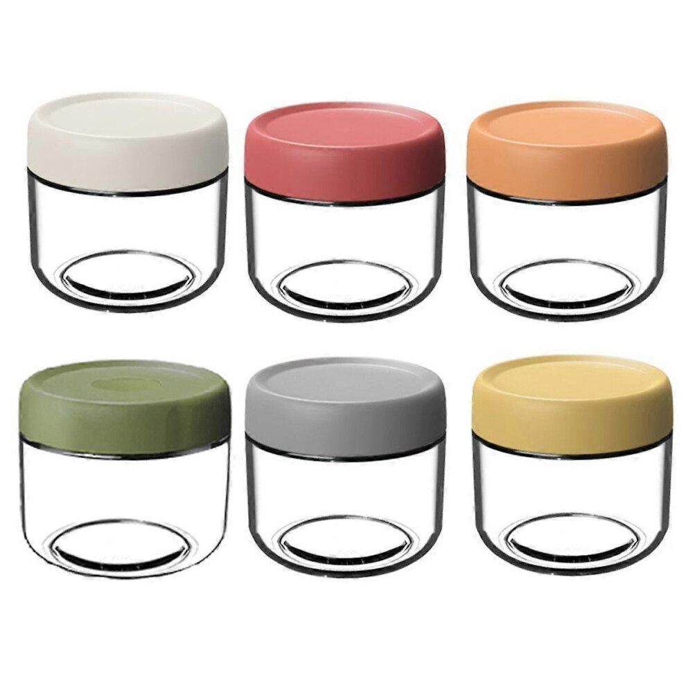 Glass Mason jars for overnight oats with coloured lids, stackable containers for yoghurts, 300ml