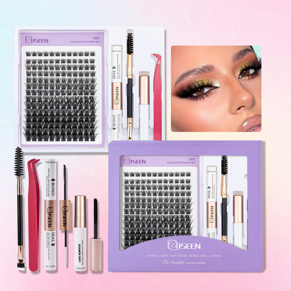 Flemye (W02) Diy Lash Extension Mix Styles Lash Clusters Individual With Bond&Seal Remover Tweezers Lash Brush