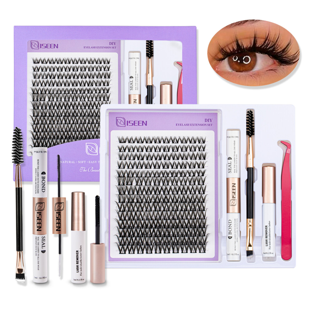 Flemye (Xw1) Diy Lash Extension Mix Styles Lash Clusters Individual With Bond&Seal Remover Tweezers Lash Brush