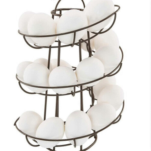 Kitchen Egg Rack, Spiral Egg Basket, Iron Practical Egg Storage Rack, Storage Rack Black 2