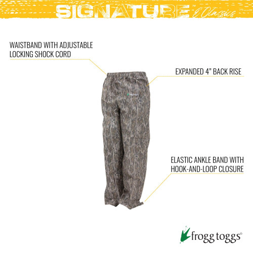 FROGG TOGGS Ανδρικό Κλασικό Αδιάβροχο Παντελόνι, Mossy Oak Bottomland, Medium Short 2