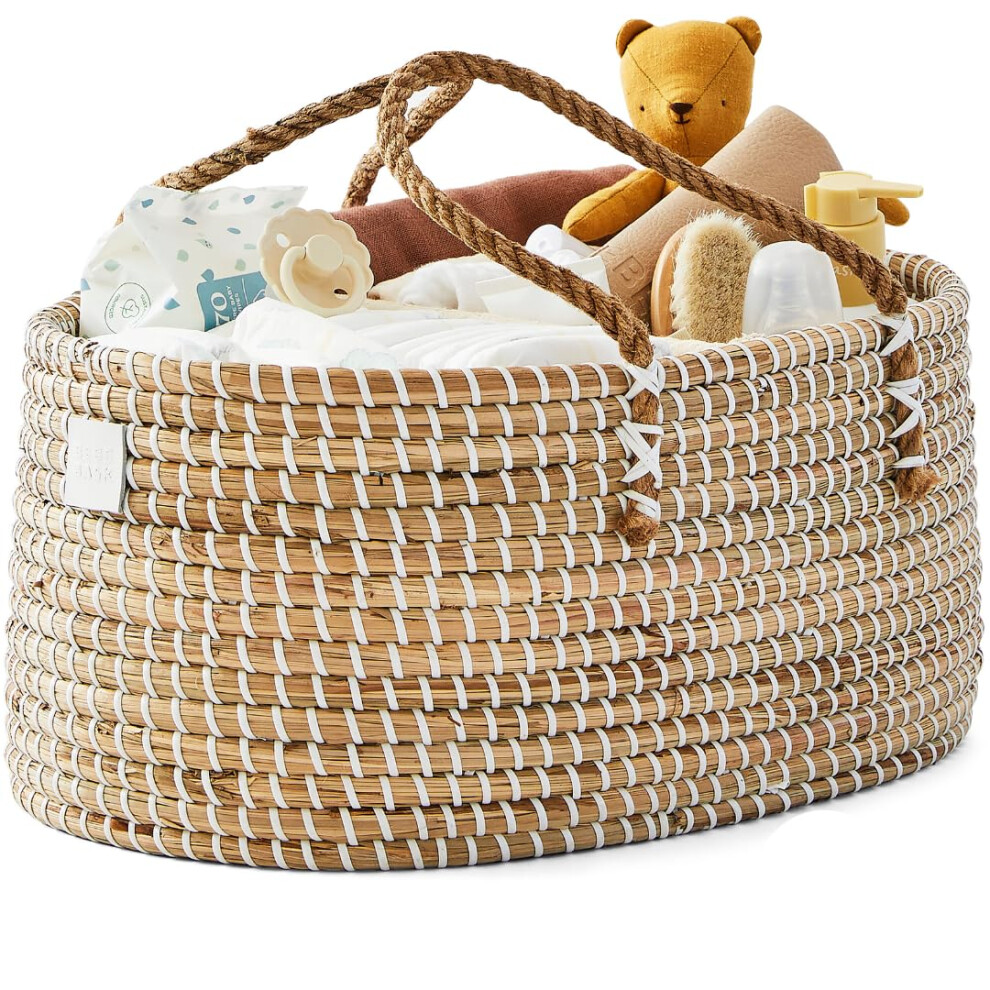 Organisateur de couches pour b   b    BEBE BASK - Jonc de mer biologique fait     la main - Lu