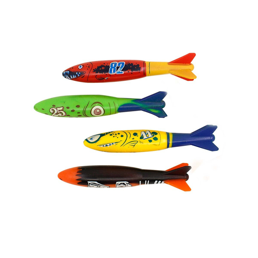 ZHFUYS Diving Pool Toy Underwater Swimming Throwing Diving Torpedo Shark 4 Pack