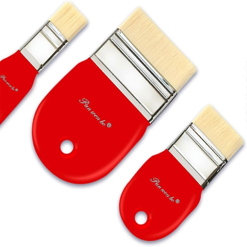 Set of flat nylon brushes for acrylic, oil and watercolour - ideal for artists, students and painters.