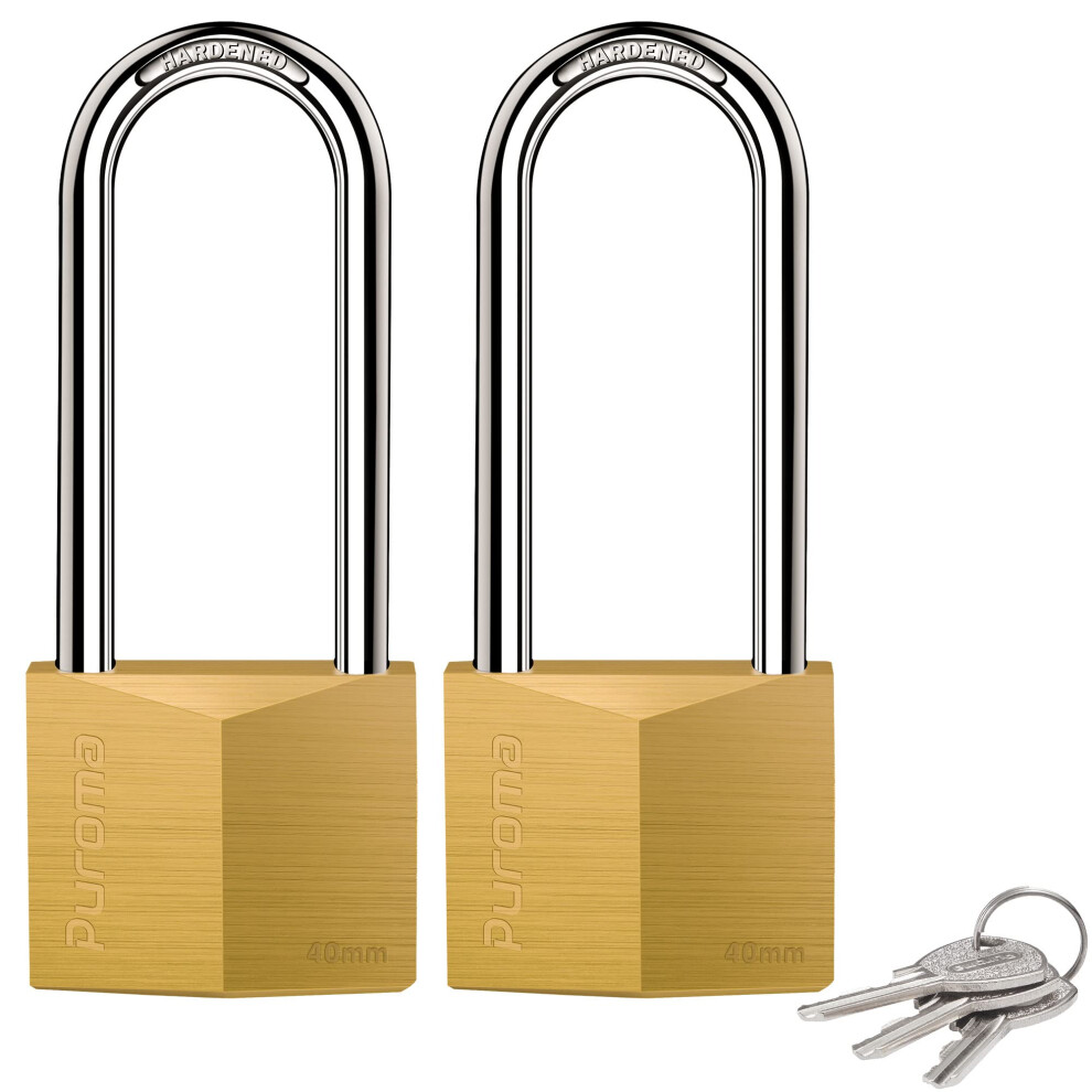 Puroma 2 Pack Keyed Padlock Waterproof Solid Brass Lock  2.6 Inch Padl-image-OPC-PFM2CSM-NEW