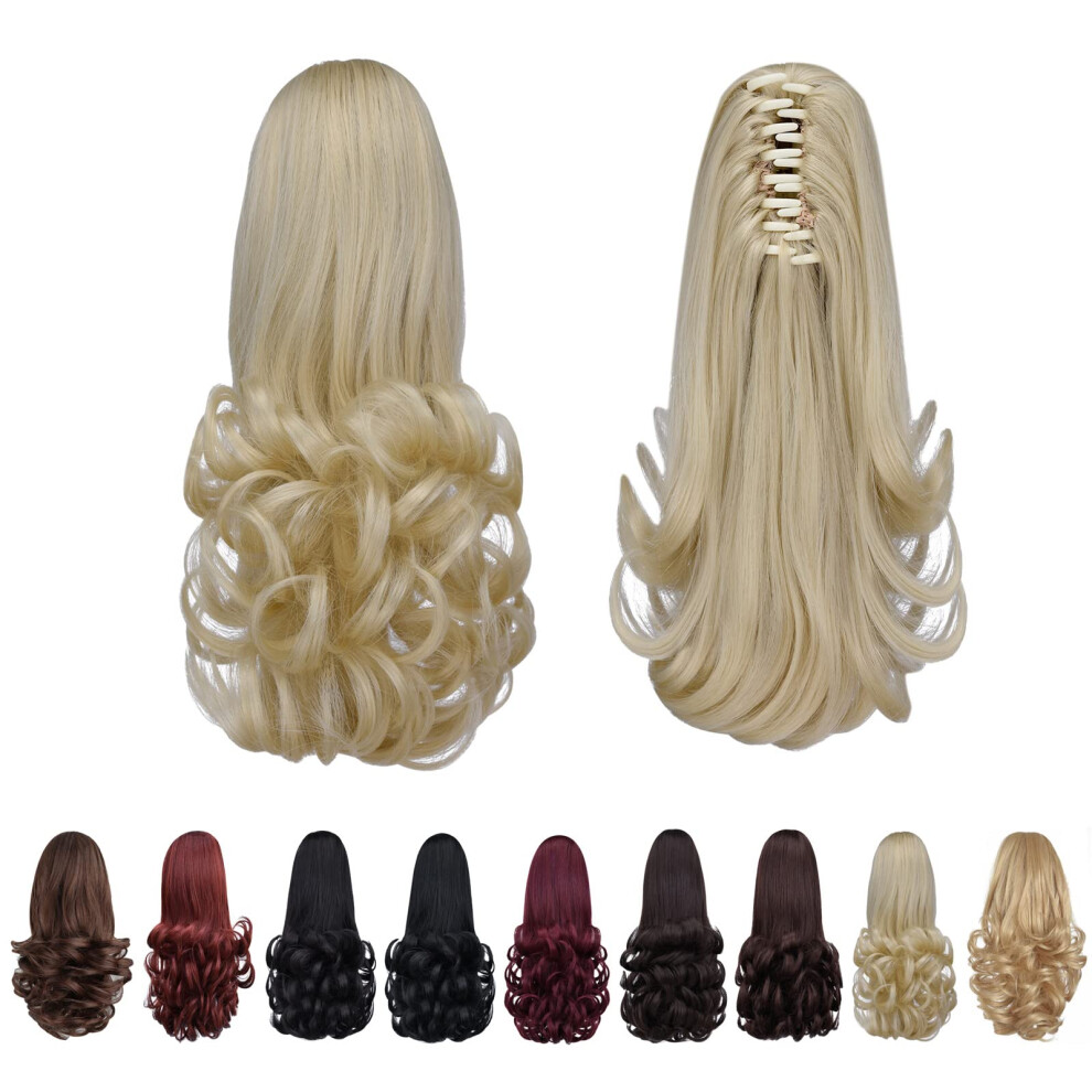 Syxlcygg Blonde Ponytail Extension Claw Clip Ponytails 12In Curly 3.8 Oz Fake H
